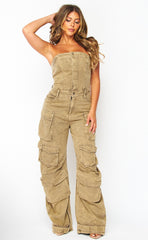 Khaki Cargo Jumpsuit