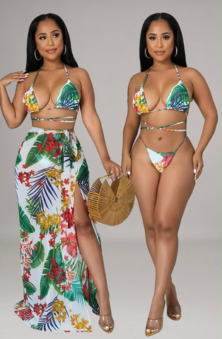 Tropical 3 Piece Swimsuit Set