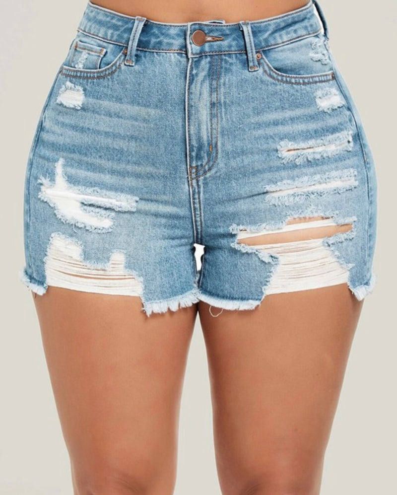 In Distress Denim Shorts